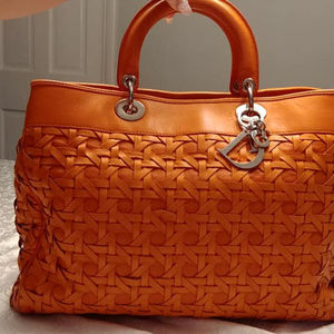 Christian Dior Orange Woven AVENUE bag
